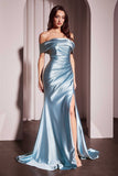 Ladivine J877 Dress Glistening Satin Off the Shoulder Gown