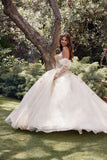 Juliet JT1465H Dress 3d Flowers Applique Puff Sleeve Quinceanera Dress