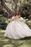 Juliet JT1465H Dress 3d Flowers Applique Puff Sleeve Quinceanera Dress