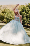 Juliet JT1466H Dress 3D Multi Floral Applique Cape Sleeve Quinceanera Gown