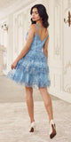 Ladivine KV1090 Glitter Printed A-Line Ruffle Short Dress