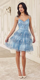 Ladivine KV1090 Glitter Printed A-Line Ruffle Short Dress