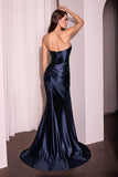 Ladivine KV1118 Dress Pleated Strapless Fitted Satin Gown