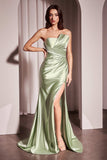 Ladivine KV1118 Dress Pleated Strapless Fitted Satin Gown