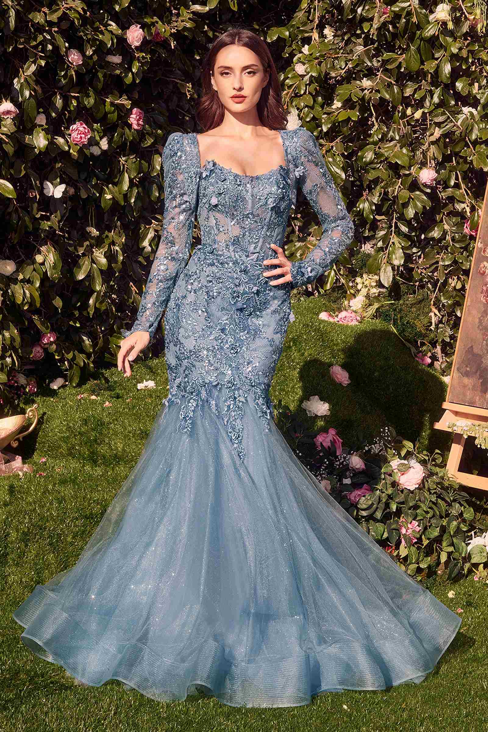 Andrea & Leo MA101 Strapless Mermaid Dress With Removable Bolero