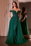 Ladivine SF009 Long Embellished Off The Shoulder Fitted Lace Gown