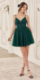 Ladivine SF047 Lace Bodice A-Line Layered Tulle Short Dress