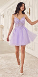 Ladivine SF047 Lace Bodice A-Line Layered Tulle Short Dress