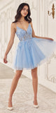 Ladivine SF047 Lace Bodice A-Line Layered Tulle Short Dress