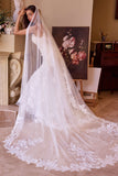 Ladivine V010 Wedding Veil - Floral Scalloped Lace Royal Veil