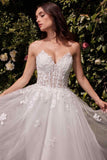 Ladivine C148W Strapless A-Line Lace & Tulle Wedding Dress