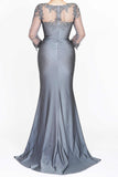 Juno M1040 Dress Luxe Embroidered Sheer Draped Gown