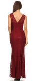 Eureka Fashion 2030 V Neck Sleeveless Floor Length Burgundy Mermaid Party Gown