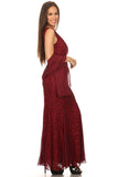 Eureka Fashion 2030 V Neck Sleeveless Floor Length Burgundy Mermaid Party Gown