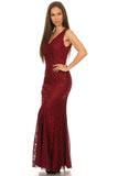 Eureka Fashion 2030 V Neck Sleeveless Floor Length Burgundy Mermaid Party Gown