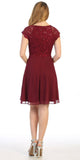 Celavie 6394-S Embellished Waist Short Wedding Guest Dress Burgundy