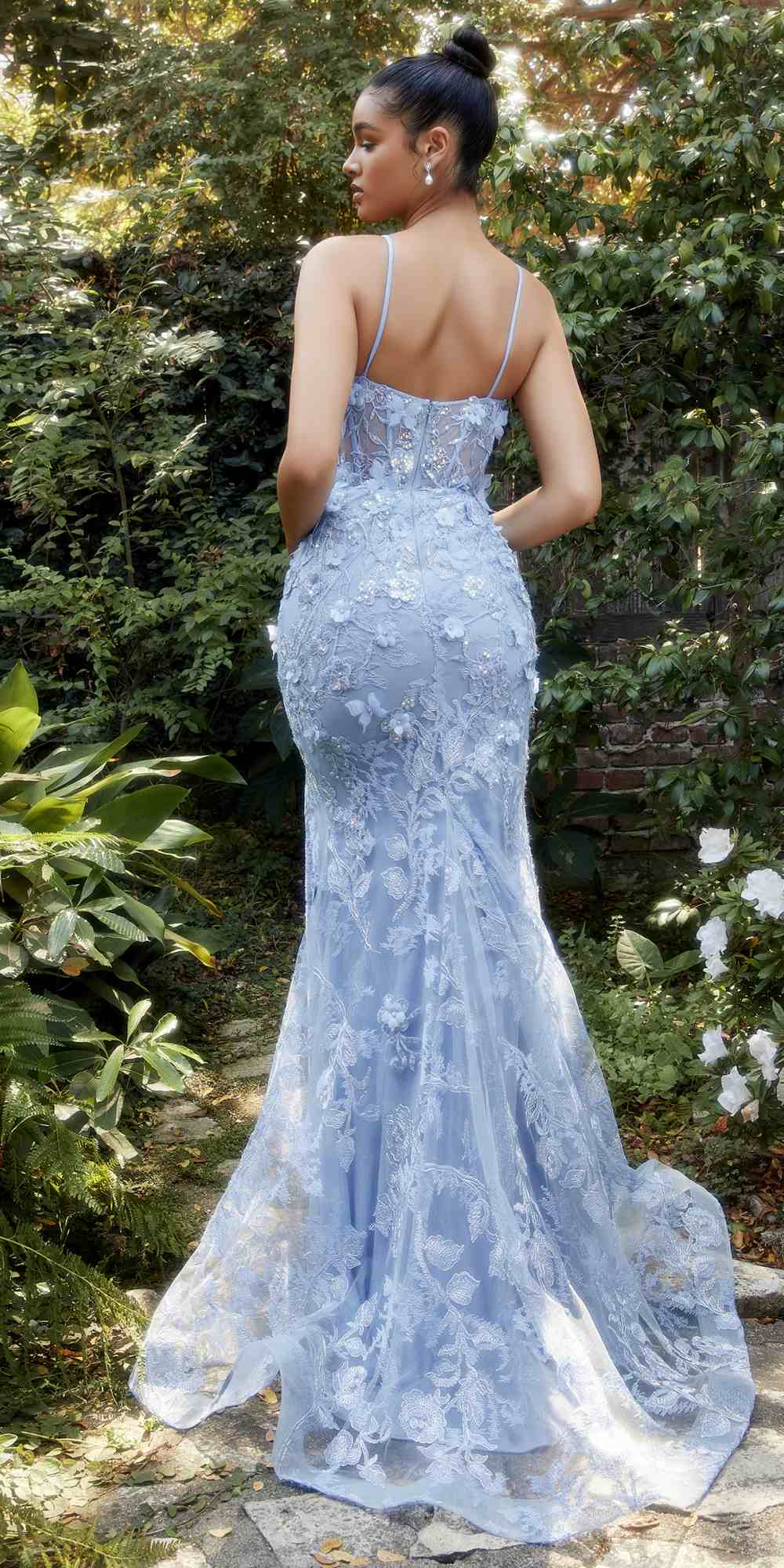 CRYSTAL STUDDED LACE MERMAID GOWN- A1211*