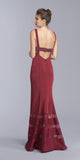 Burgundy Mermaid Long Prom Dress With Plunging Neckline