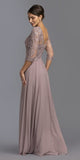 Appliqued Mid-Length Long Formal Dress Mauve