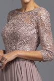 Appliqued Mid-Length Long Formal Dress Mauve