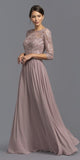 Appliqued Mid-Length Long Formal Dress Mauve