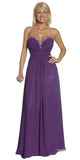 Long Prom Dress Purple Strapless Beading Sweetheart Chiffon Layer Gown