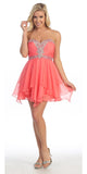 Homecoming Short Coral A Line Dress Sweetheart Rhinestone Empire