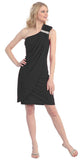 Knee Length Side Draped Black Short Cocktail Dress