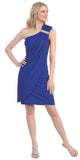 Knee Length Side Draped Royal Blue Short Cocktail Dress