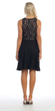 Sleeveless Black Lace Dress Knee Length Illusion Neck/Waist