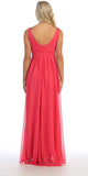 V Neck Empire Waist Dress Coral Long Chiffon A Line